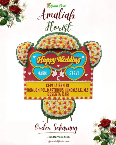 Karangan Papan Bunga Pernikahan di Cibuaya